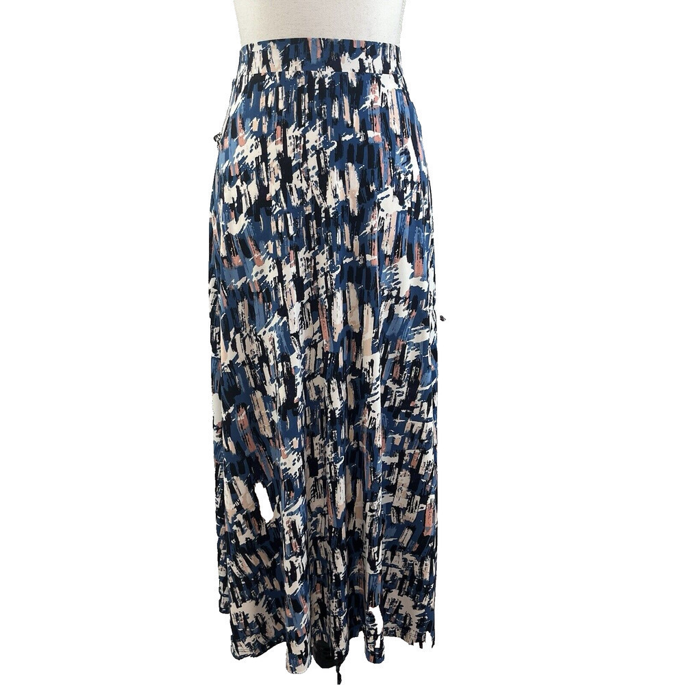 Jones Studio Skirt size Extra Small Long Blue Coral Slinky Stretch A Line Modest